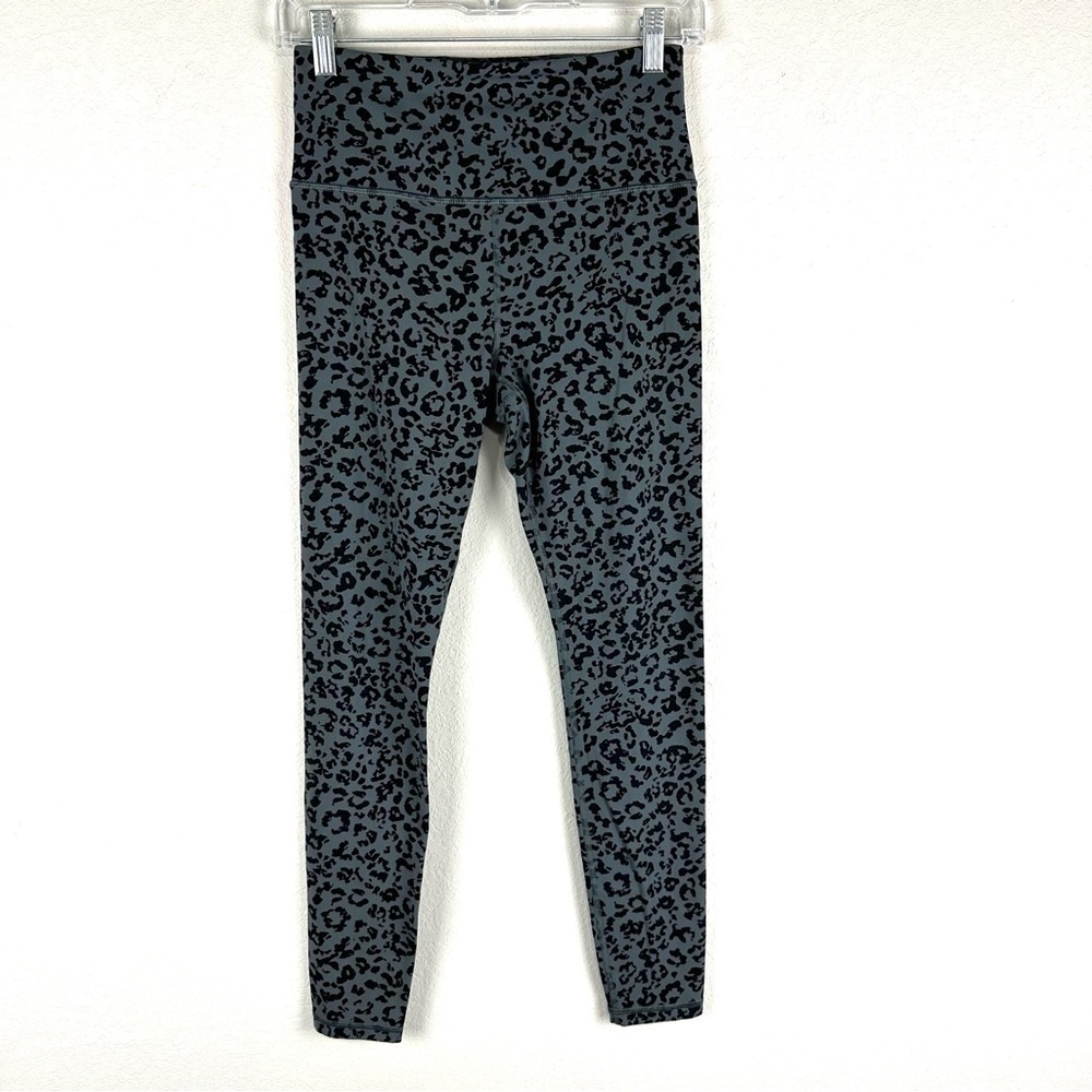 Athleta Gray Black Cheetah Elation High Rise Athleisure Tights Leggings Small